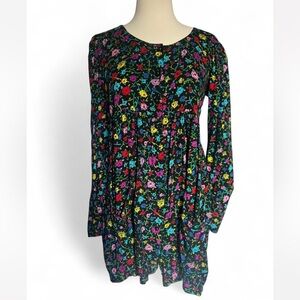 Betsy Johnson 70s/80s punk label floral long sleeve romper with pockets sz small